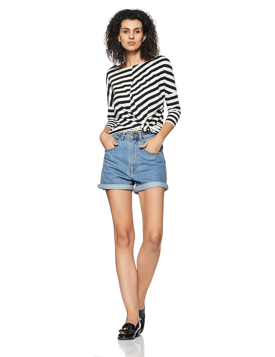 symbol amazon brand women's striped loose fit t-shirt