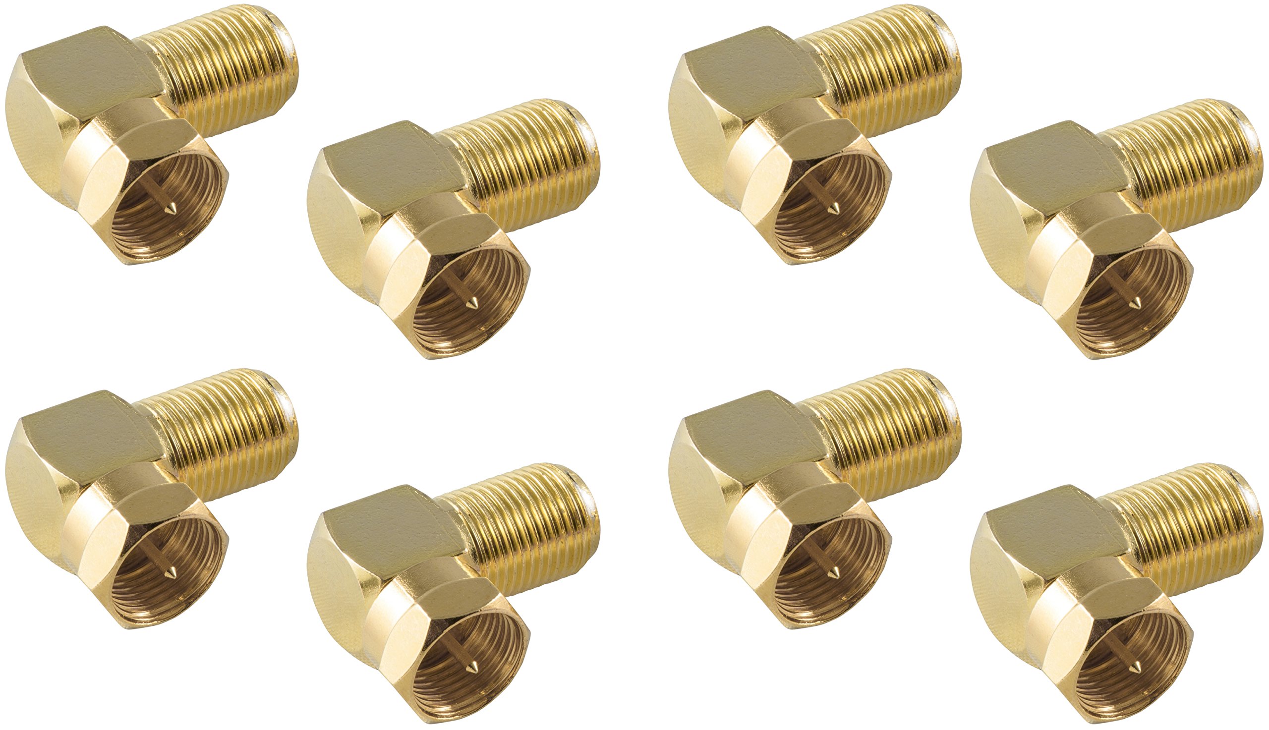 Poppstar 8x SAT Angled Adapter (90° angled antenna adapter) (coaxial F-coupler to F-plug) angled plug for coaxial cable, antenna cable, gold-plated
