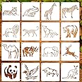 16 Pieces Stencil Template for Painting Reusable Wildlife Animal Stencil for Home Décor, Design Your Pillow, Wall, Window, Doors, Porch, Acrylic or Wood Ornament (7.9 x 7.9 Inch)