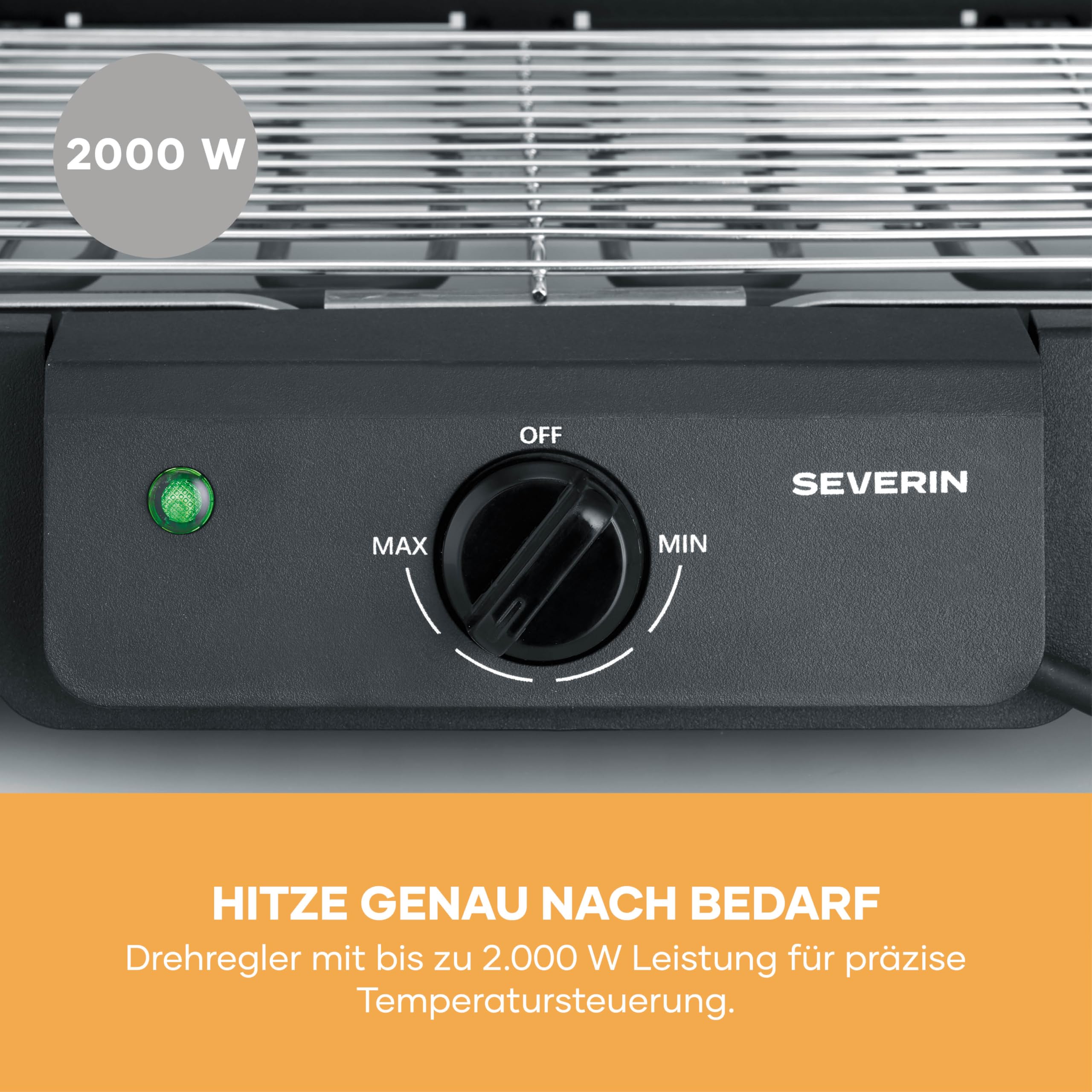 Elektrogrill mit Standfuß, einstellbare Temperatur 35-200 Grad Celsius, schnelles Aufheizen, 38x22cm, Tischgrill mit Auffangschale, Edelstahl-Grillrost, Balkongrill, 2000W, schwarz, PG 8594