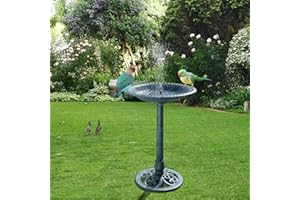 Bird Bath with Solar Fountain, 24 Inch Height Green Birdbath for Outsides Garden, Solar Powered Water Fountain Birdbath for O