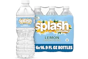 SPLASH REFRESHER Flavored Water Bottles, Lemon Flavor - 6-Pack, 16.9 Fl Oz - Refreshing Flavored Bottled Water with Electrolytes - Zero Sugar & Zero Calories