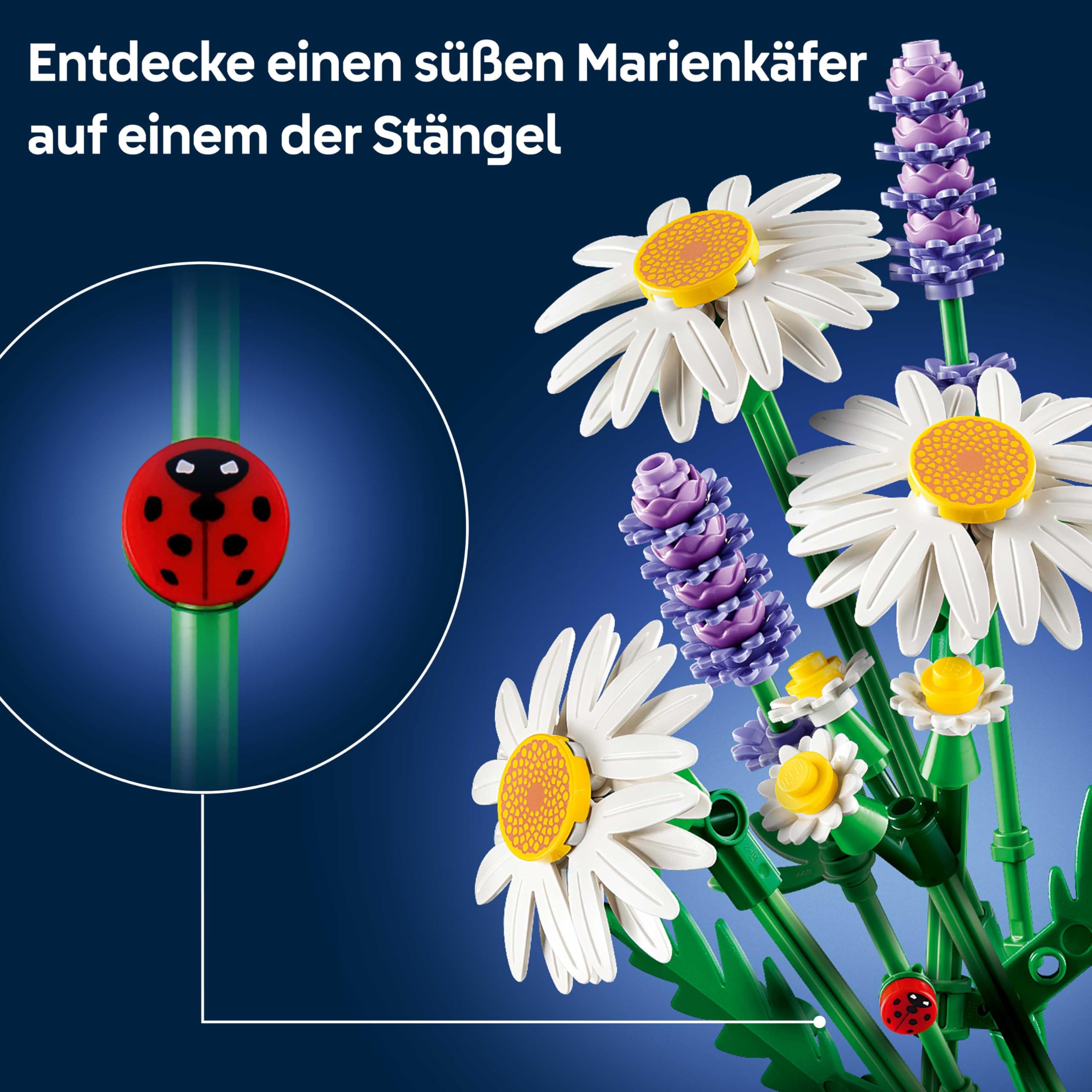 LEGO Botanicals Gänseblümchen - Strauß aus Kunstblumen mit Gänseblümchen & Lavendel - DIY Deko fürs Kinderzimmer - Geschenkidee zum Geburtstag für Mädchen ab 9 Jahren - 11508 5