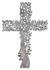 Old River Outdoors Tree of Life Wall Cross - Rustic Antique Silver Finish Decorative Spiritual Art Sculpture