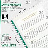 G4GADGET Heavy Duty A4 Punched Pockets 90 micron Green Spine Pack 100 view 2