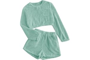 Mafulus Girls Pants Sets Two Pieces Kids Comfy Lightweight Long Sleeve Fleece Sets with Pockets