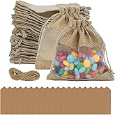 UCEHIPAW 54 Pcs 5 x 7 Inch Organza Burlap Bags Bulk with Drawstring Flaxen Burlap Gift Favor Bags for Wedding Birthday Party Cosmetic Samples