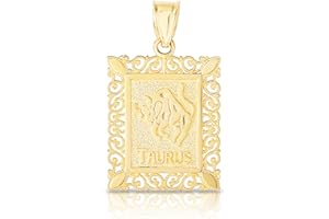 Floreo 10k Yellow Gold Horoscope Zodiac Sign Pendant with Optional Necklace, 0.73" x 0.62"