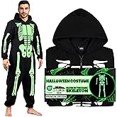 Get Trend Glow in the Dark One Piece Pajamas for Adults Teens, S–3XL, Fleece Jumpsuit Halloween Costume PJs, Gifts for Men