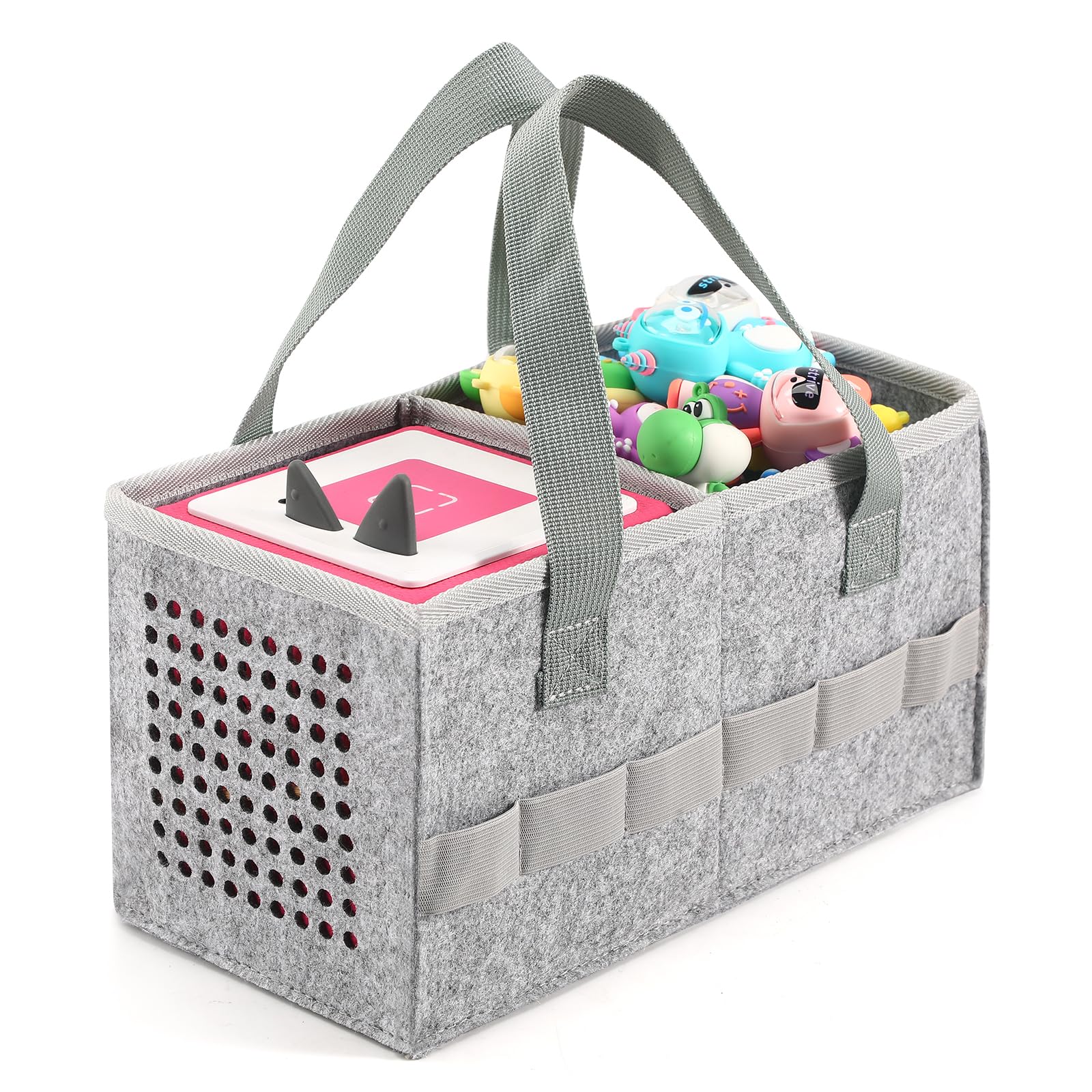 Carrying Case for Tonies Starter Set & Storage Bag for Tonies Figurine, Home Outdoor Hand Bag for Toniebox 2 Audio Player and Dolls Musical Toy Folding Bag for Kids Toniebox Accessories (Gray)