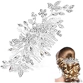Healeved Crystal Bridal Hair Comb Rhinestone Flower Hair Pin Silver Bride Side Comb Bride Clip Wedding Headpiece Bridal Accessories