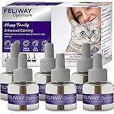 FELIWAY Optimum Cat Calming Pheromone Diffuser Refill - 6 Pack | Advanced Support to Help Reduce Urine Spraying, Scratching, Fighting &amp; Hiding Due to Stress, 180 Day Supply