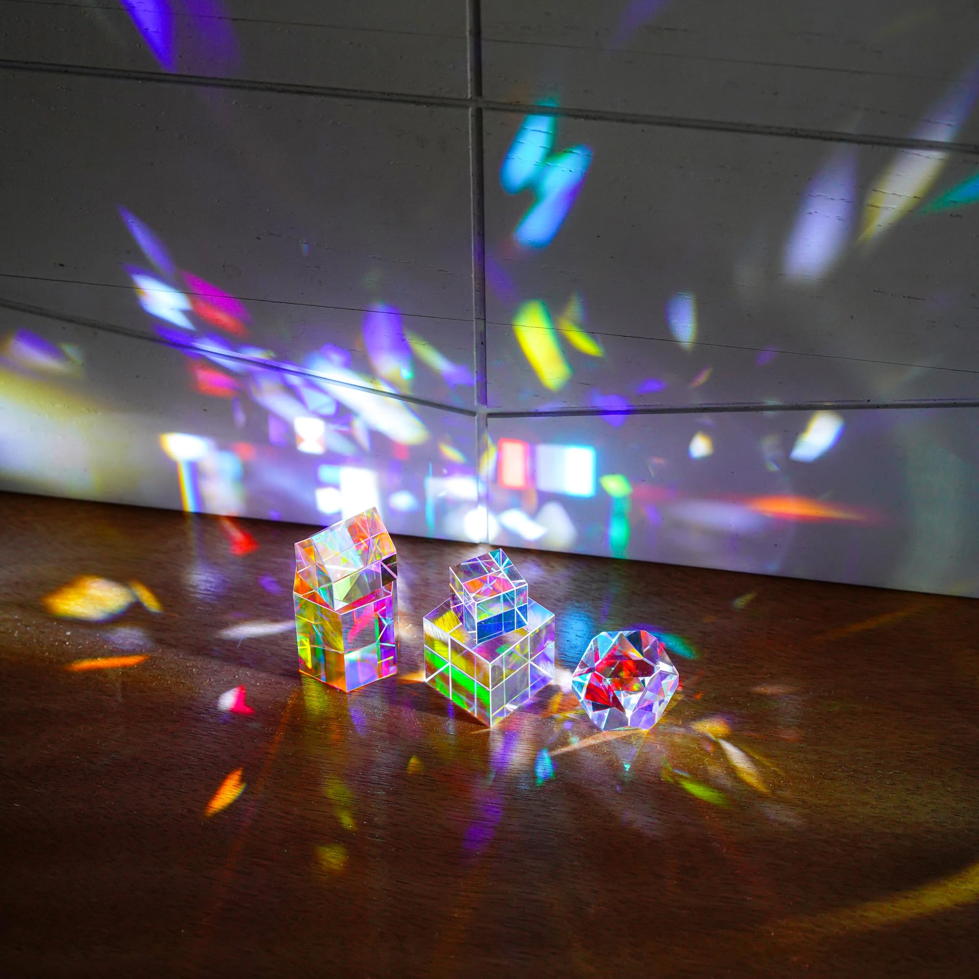 1.2'' Optical Glass RGB Dispersion Prism X-Cube for Physics Teach Rainbow Prism Crystal Cube Prism Photography Props