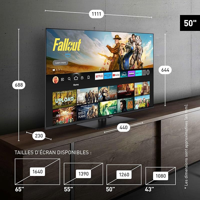 Premium TV-50W85BEZ, Série W85B, 50 Pouces, 4K Ultra HD QLED Smart TV, 2025, 120Hz, Fire TV, Dolby Vision & Atmos, Mode Game Extreme, Support Alexa, Apple, Bluetooth, Noir