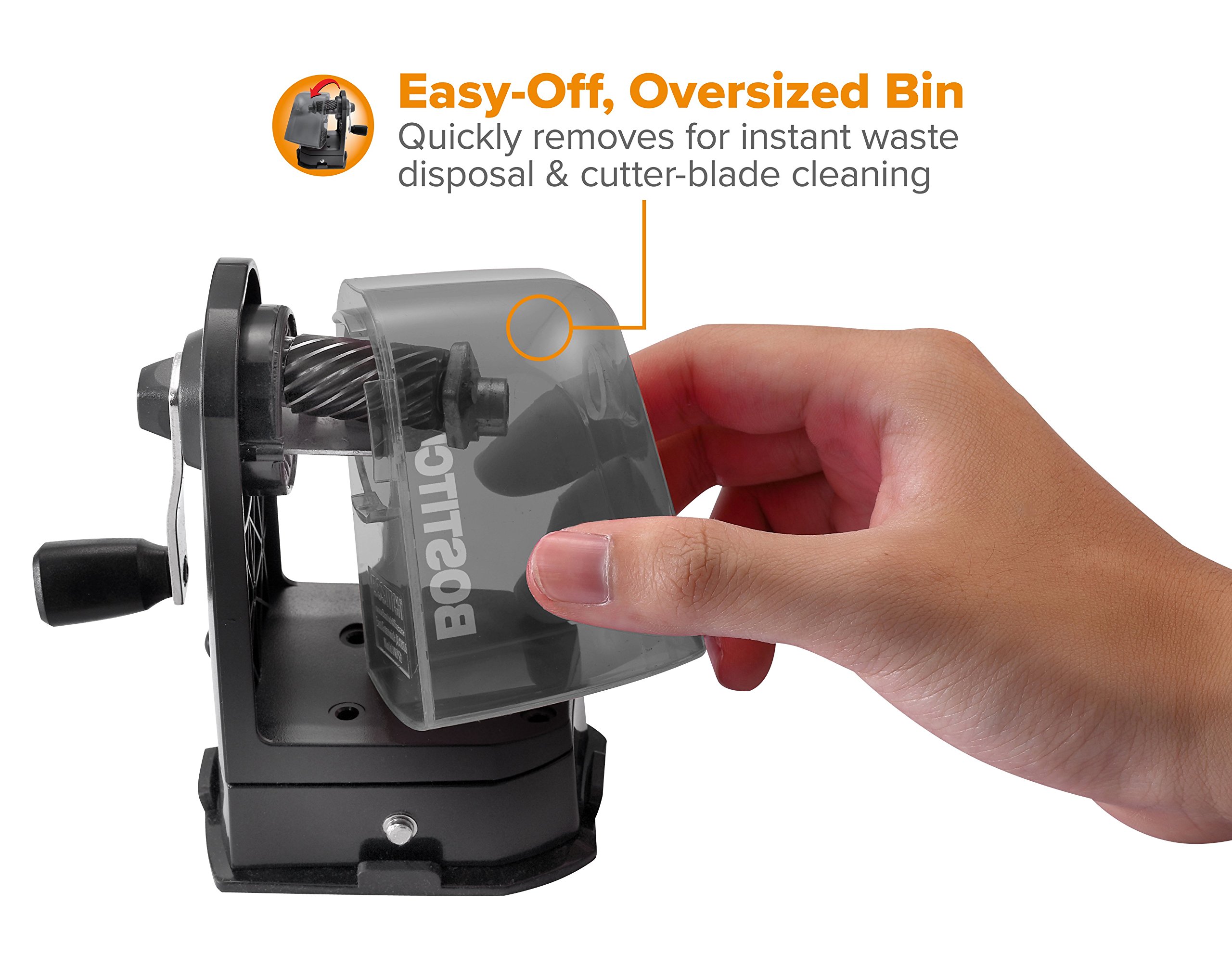 Bostitch Office Multi-Mount Manual Pencil Sharpener, Vacuum Mount or Screw Mount, Black (MPS2-BLK)