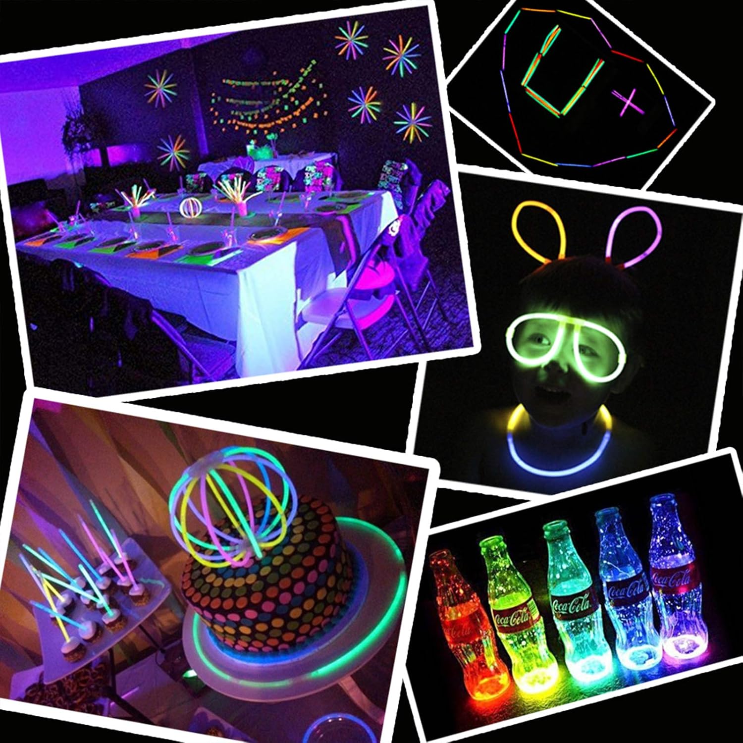 KarberDark Glowstick, (609 Pcs Total) 240 Glow Sticks Bulk 7 Colour and Connectors for Caps Bracelets Necklaces Balls Eyeglasses and More, Light up Toy Glow in The Dark Stick for Kid Party Birthday: Toys & Games