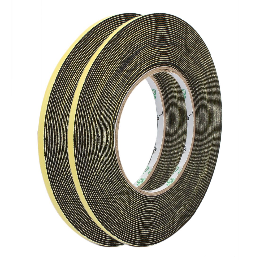 sourcingmap 2Pcs 5mm Width 1mm Thickness Single Side Sponge Foam Tape Black 10 Meter Length