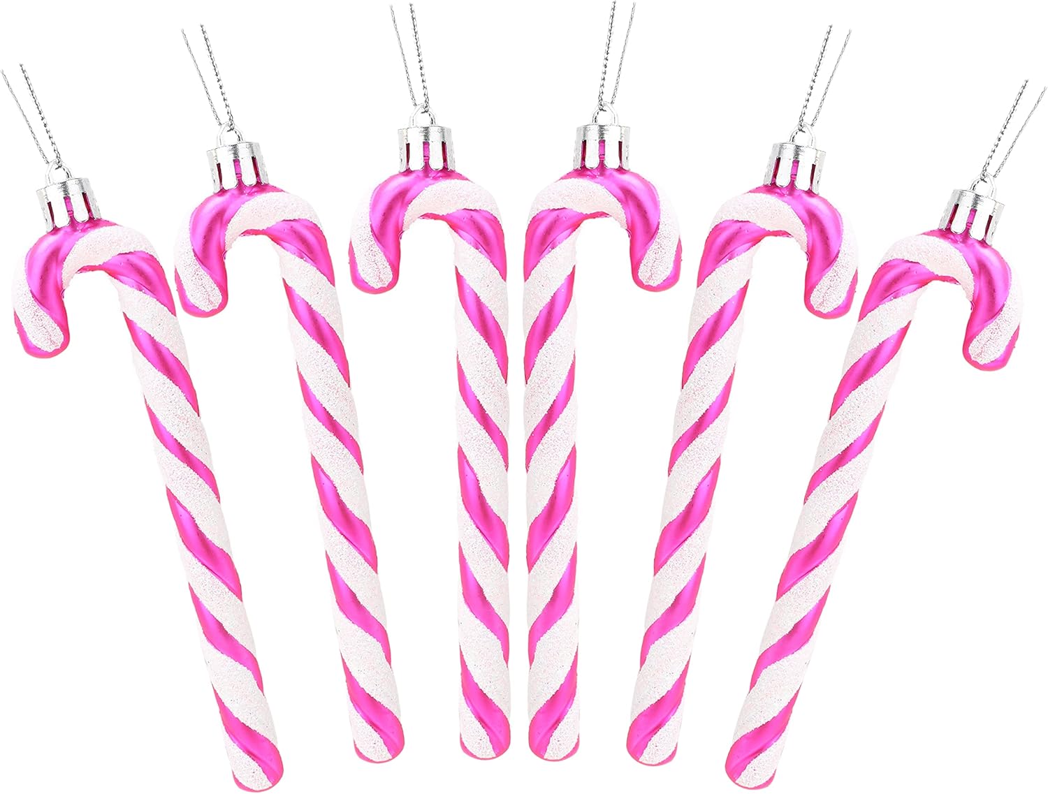 Ornaments - Christmas Concepts® Pack of 6-13cm Glitter Candy Cane Christmas Tree Decorations/Ornaments (Hot Pink)