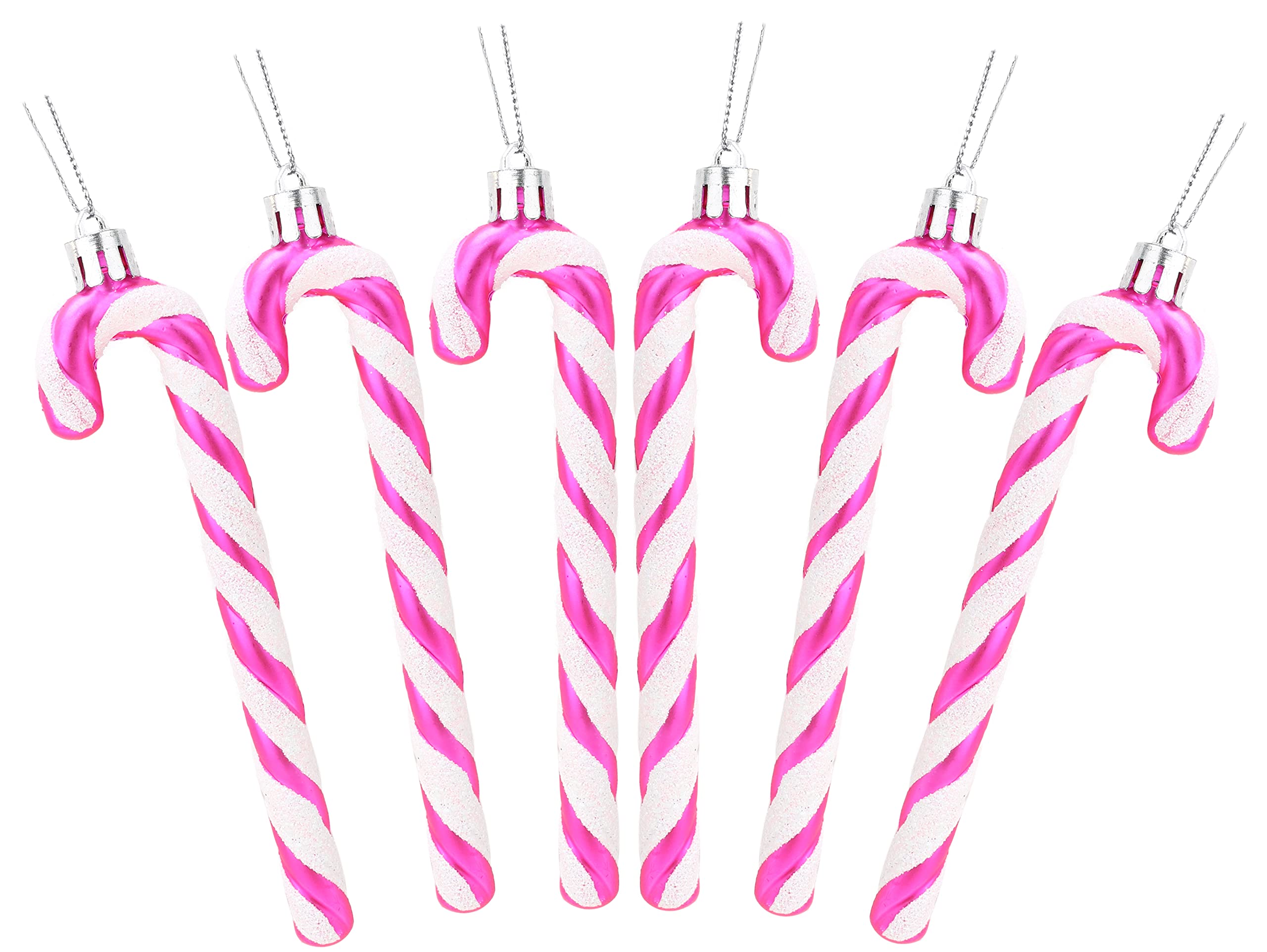 Christmas Concepts® Pack Of 6-13cm Glitter Candy Cane Christmas Tree Decorations (Hot Pink)