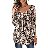 MAYAMANG Women's Floral Tunic Tops Casual Blouse V Neck Long Sleeve Buttons Up T-Shirts