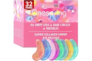 Onespring Under Eye Patches (32 Pairs) - Collagen-Infused, Anti-Puffiness & Dark Circle Treatment - Luxurious Skincare for Under Eye Bags & Fine Lines, Gifts for Women