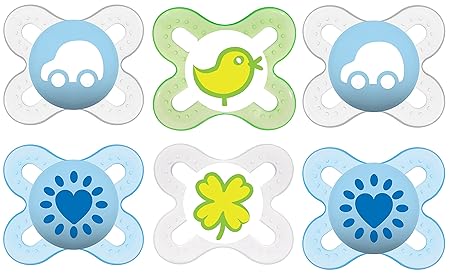 MAM Schnuller Start Silikon 0-2 Monate, 6 Stück, Vorteilspack, für Jungen