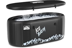 Keystone Peak Inflatable Cold Plunge Compatible with Water Chiller | Portable Ice Bath Tub for Athletes XXL | Inlet and Outlet Connections | Insulated Thermal Lid Hot Cold | 120 Gallons