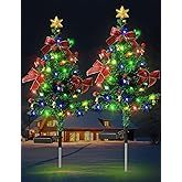 Solar Christmas Decorations Trees Lights Outdoor Waterproof, 40LED-Lights Solar Yard Decorative, Solar Stake Lights Xmas Tree Garden Decor with Constant & Flashing Modes for Pathway Lawn Patio, 2PCS