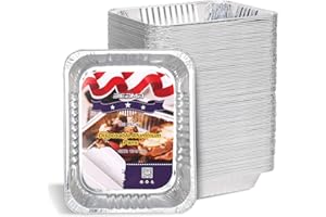 BIEAMA 100 Pack Aluminum Pans 9x13" Foil Pans Half Size Disposable Foil Pans Tin Tray for Baking, Cooking, Heating, Prepping Food
