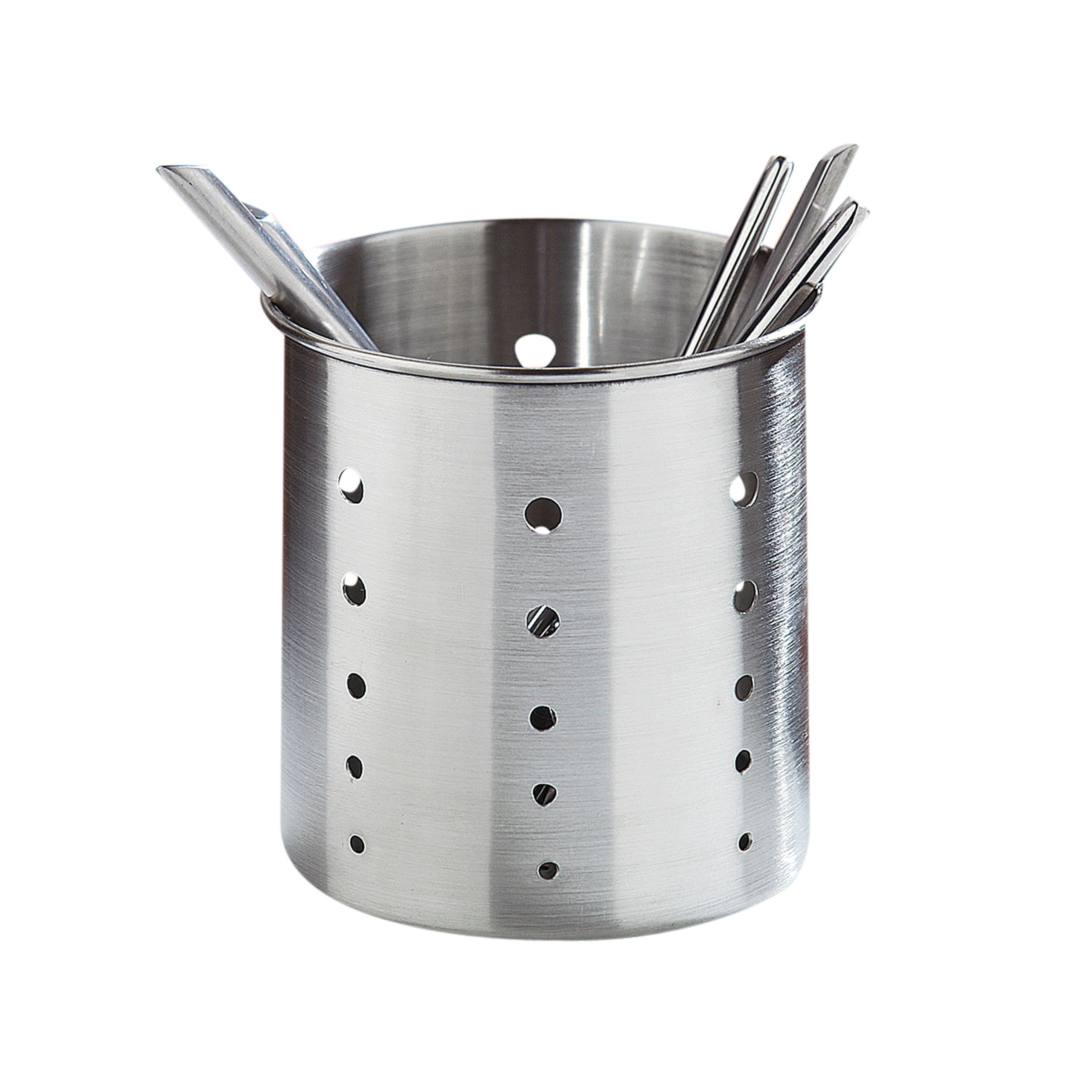 Premier Housewares Utensil Holder - Brushed Stainless Steel,H13 x W13 x D13cm, Silver