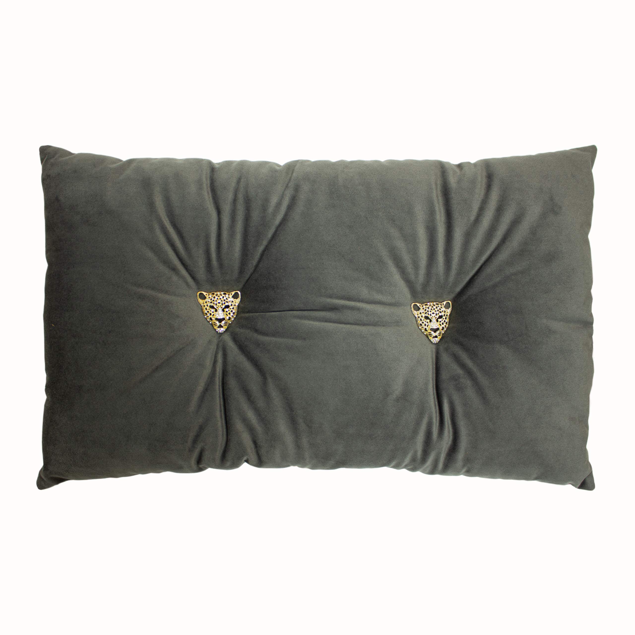 Paoletti Panther Pre-Filled Cushion, Dark Grey, 30 x 50cm