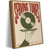 Floating Framed Vinyl Record Canvas Wall Art, Vintage Music Print, 8x10in | Funny Abstract Music Poster, Minimalist Listening Lounge Decor for Bar Cafe Kitchen Dining Room Home Decoration