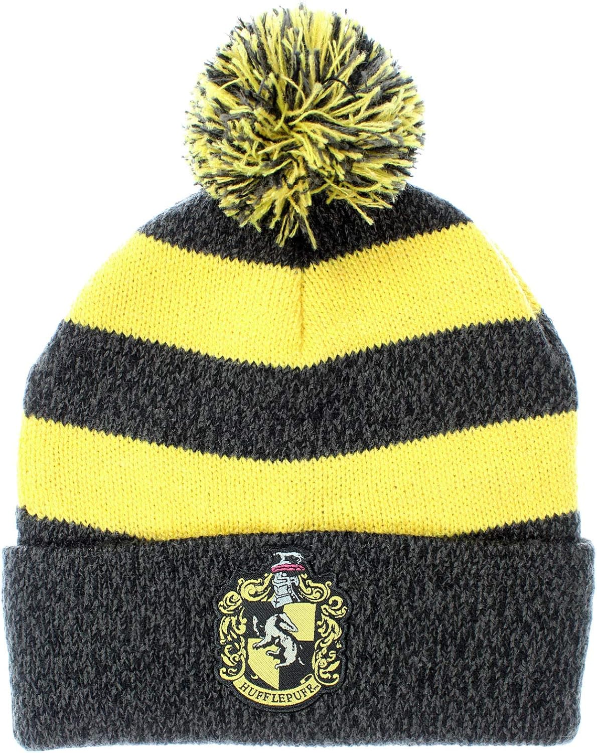 Harry Potter Hogwarts Houses Knit Hufflepuff Scarf & Pom Beanie Set (Hufflepuff): Clothing