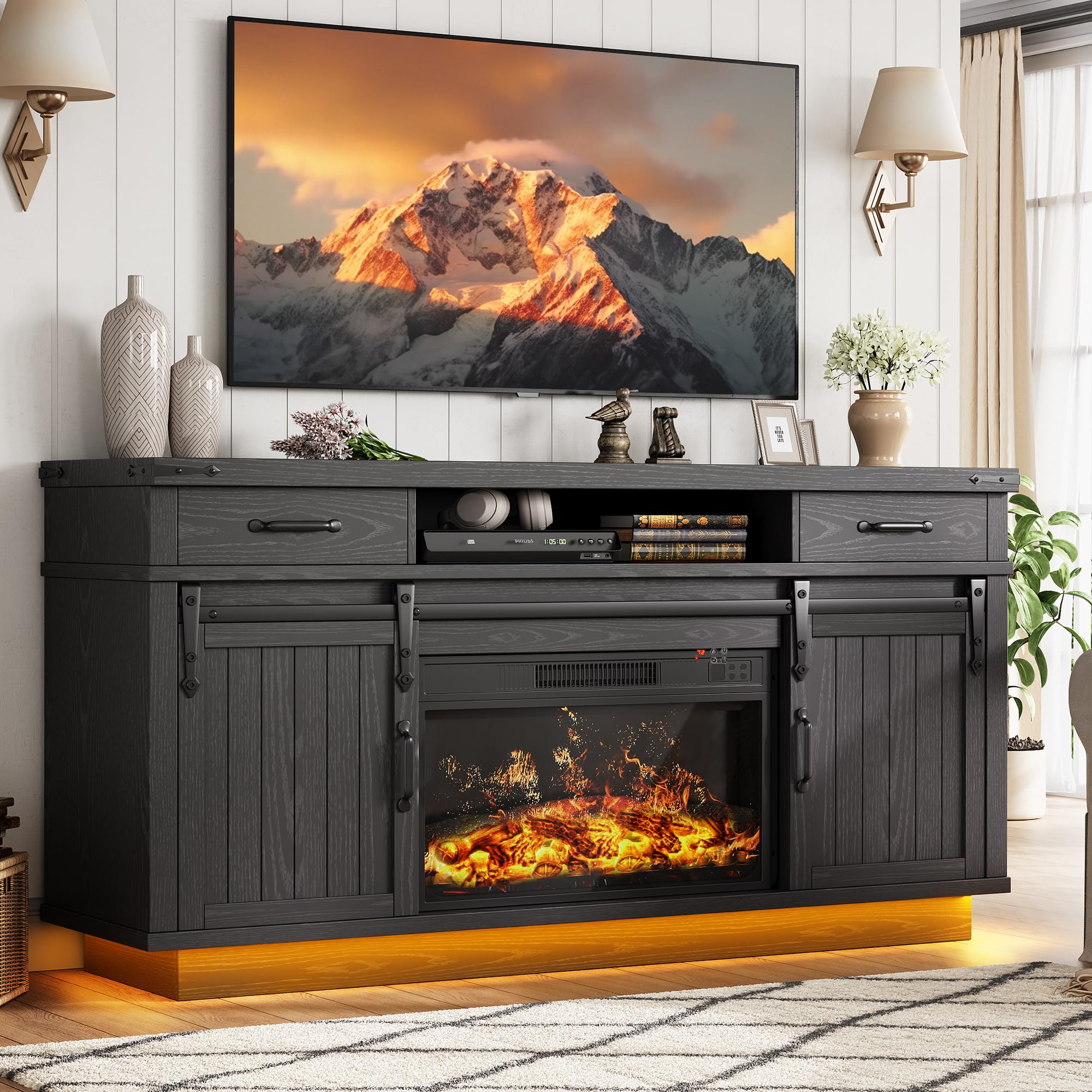 59'' Fireplace TV Stand with 3D Flame Electric