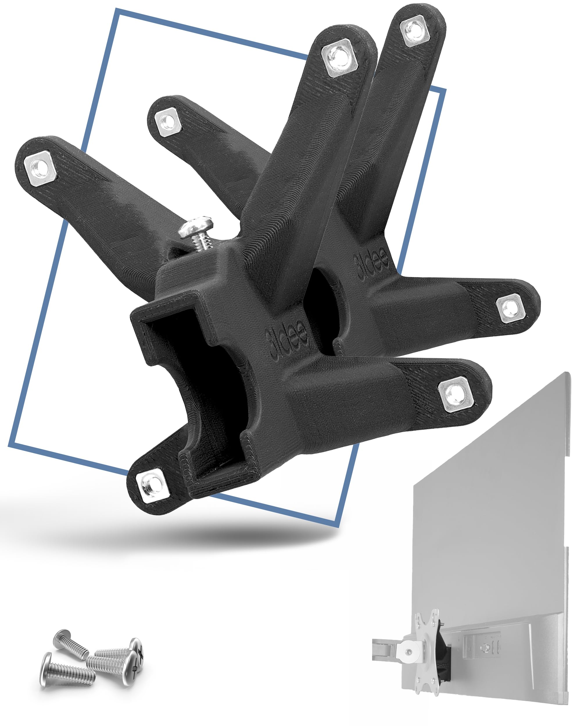 3IDEE VESA Adapter Bundle for HP Monitor Series 5 & Mf (524sa, 524sf, 524sw, 527sa, 527sf, 527sw, 532sf, M22f, M24f, M27f, M32f) - Monitor Mount Adapter 75x75 mm - for monitors without VESA - 2-pack