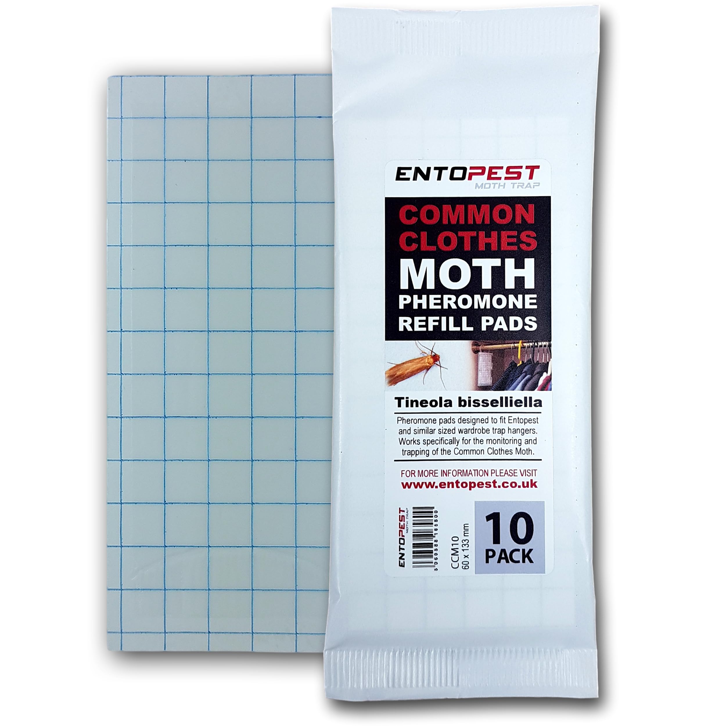 Entopest 10-Pack Clothes Moth Monitoring Traps – Refill for Room & Wardrobe Hanger Units – For Detection of Tineola bisselliella