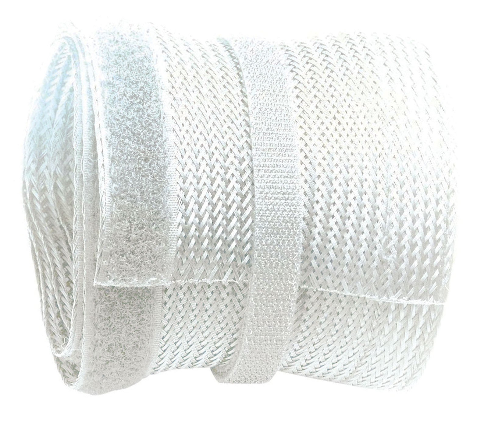 RICOO Cable Tidy White 200cm x 8.5cm Flexible Z9085W-2 Trunking Sleeve Wire Organiser with Hook and Loop Fastener Cord Management Duct