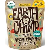EarthChimp Organic Vegan Protein Powder - with Probiotics - Non GMO, Dairy Free, Non Whey, Plant Based Protein Powder for Women and Men, Gluten Free - 26 Servings 32 Oz (Vanilla) No Scoop