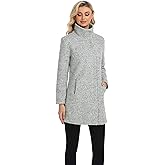 ODCOCD Women's Elegant Solid Color Mid-Length Thicken Warm Wool Blend Coat