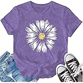 LBP Women's Daisy Shirt Wildflower Shirt Cute Flower Shirt Summer Casual Plant Shirt Floral T-Shirt