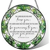 MORDMODUCK Christian Stained Glass Window Hanging, Bible Verse Decor Suncatcher, Christian Gifts, Religious Scripture Sun Catchers Indoor Window Round Glass Wall Art Hanging Decorations, 7.9x7.9in