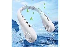 Flymuda Portable Neck Fan - 5000 mAh Rechargeable Battery Bladeless Neck Fan, Headphone Design, 360° Cooling Wearable Personal Fan, 3 Speeds, Hands Free Travel Fan for Outdoor Camping Office - White