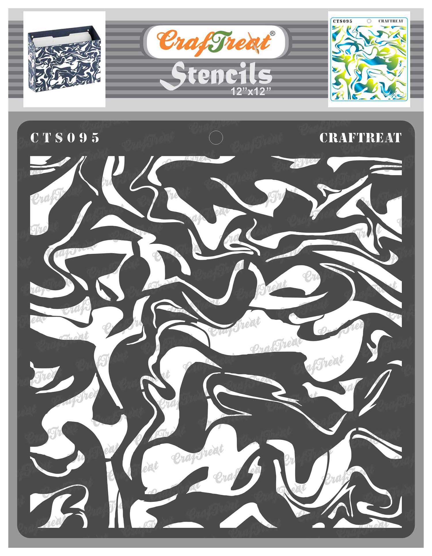 CrafTreat Reusable Marble Background Stencils for Painting on Wood, Canvas, Paper, Floor, Wall and Tile - Marble - 12x12 Inch - DIY Art and Craft Stencils - Wall Stencils for Painting Large Pattern