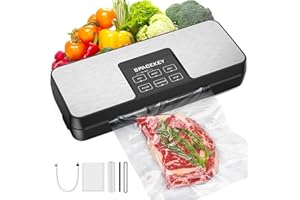 SPACEKEY Vacuum Sealer Machine, 85Kpa Food Vacuum Machine, Food Vacuum Sealer with Bag Roll Storage Space, Dry&Moist Modes, Pulse Function, Built in Cutter, Bag Roll included, Silver