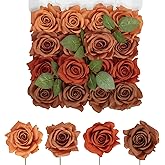 TINGE TIME Artificial Flowers Combo Box Set 16pcs Fake Rose Silk Flower with Stem for DIY Wedding Bouquets Centerpieces Baby Shower Party Home Fall Decoration (Gradient Terracotta)