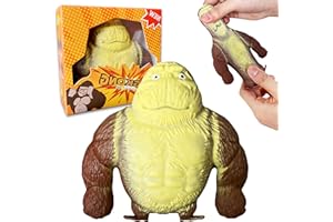 JIAHO Squishy Monkey Stress Balls for Kids and Adults, Gorilla Sensory Balls Fidget Toy, Squishy Toys for Party Favors, Birthday Gifts - Stretch, Squeeze Large Sand-Filled Animal Toys - Brown