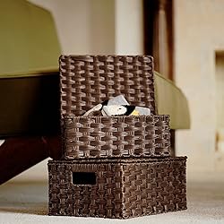 GRANNY SAYS Wicker Baskets with Lids, Set of 3