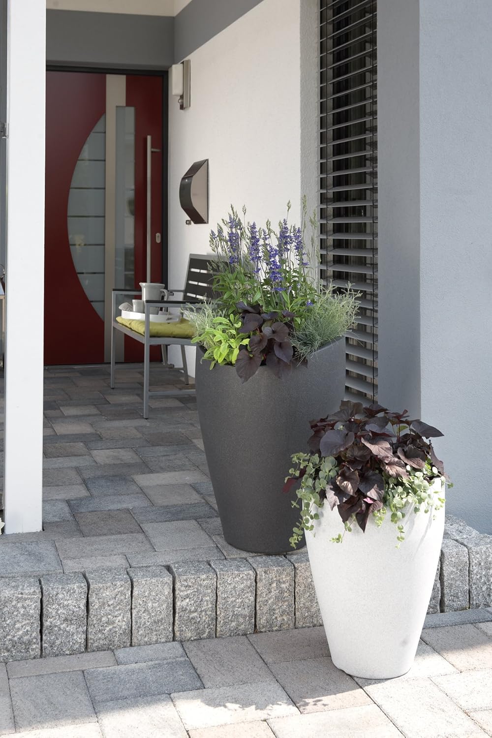 Scheurich Wave Globe High, Planter made of Plastic, Black-Granite, 50 cm diameter, 67 cm height, 33 l Vol - Image 4