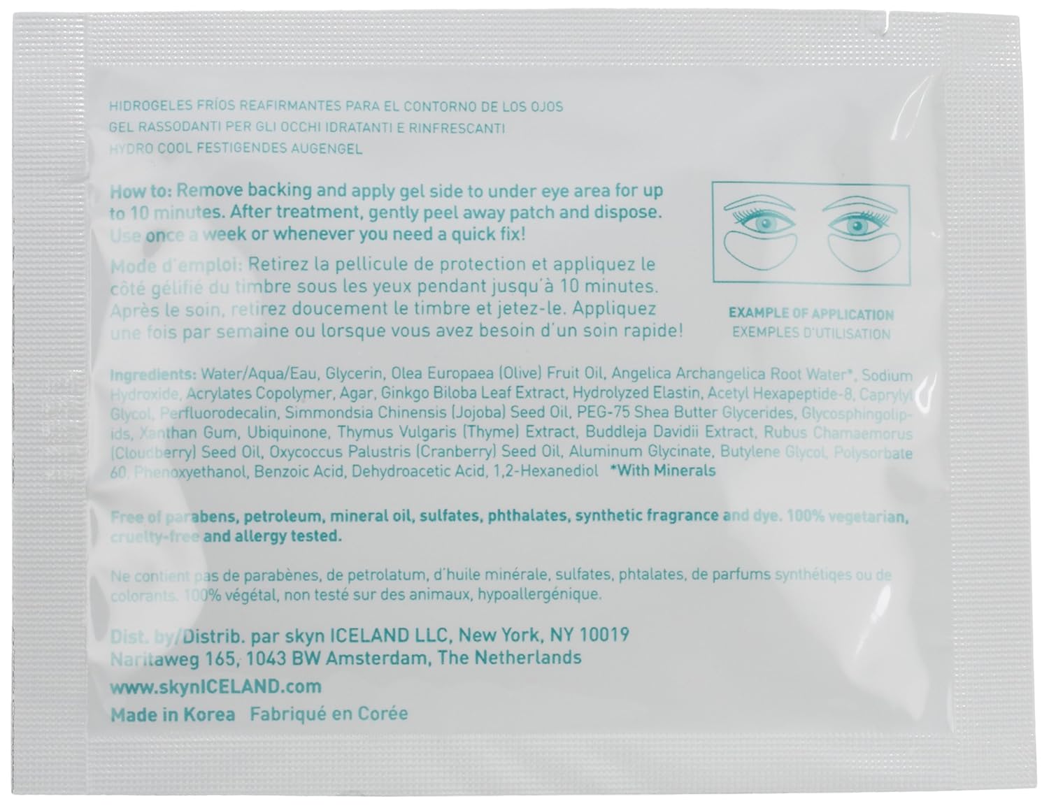 skyn ICELAND Hydro Cool Firming Eye Gels: Under-Eye Gel Patches to Firm, Tone and De-Puff Under-Eye Skin, 8 Pairs: Beauty