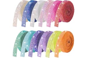 LYXMYGS Rhinestone Ribbon Self Adhesive Crystal Rhinestones, 12-Rolls Bedazzling Strips, 12-Yard Rhinestone Strips for DIY Craft, Rhinestones for Crafting